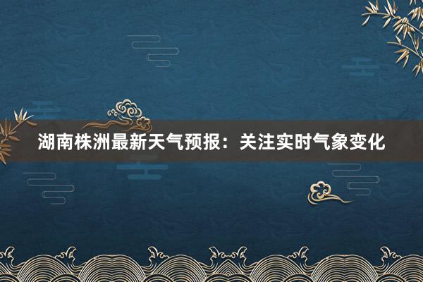 湖南株洲最新天气预报：关注实时气象变化